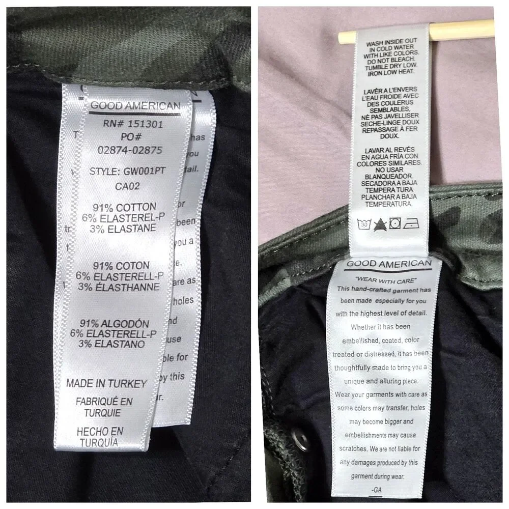 GOOD AMERICAN Women's Good Waist Green Camo Skinny Jeans Sz 10 30 Stretch - Picture 9 of 9